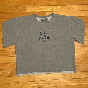 Life is Good Gray Short-Sleeve Sweater Size Medium